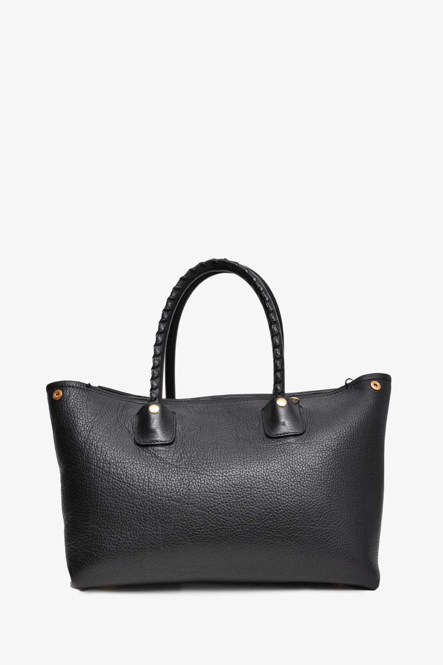 Alexander McQueen Black Leather Whipstitch Tote with Strap