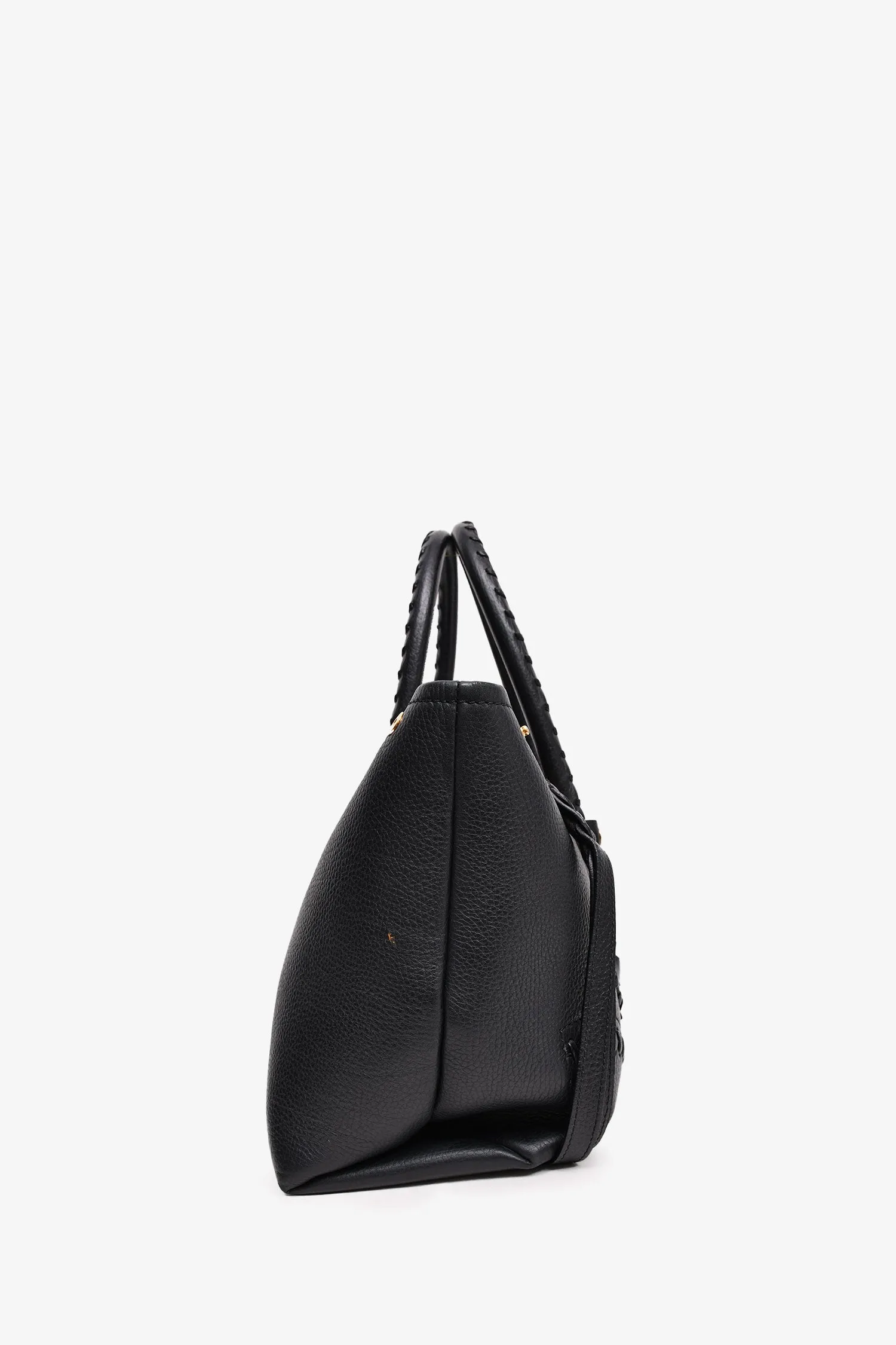 Alexander McQueen Black Leather Whipstitch Tote with Strap