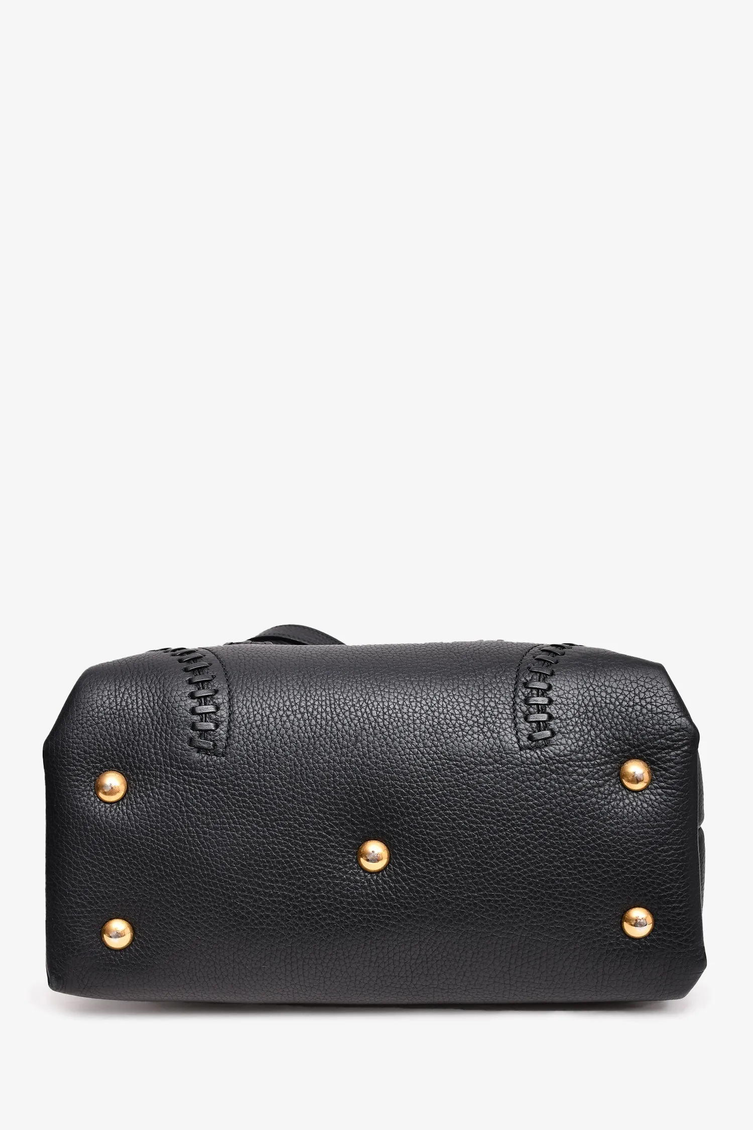 Alexander McQueen Black Leather Whipstitch Tote with Strap