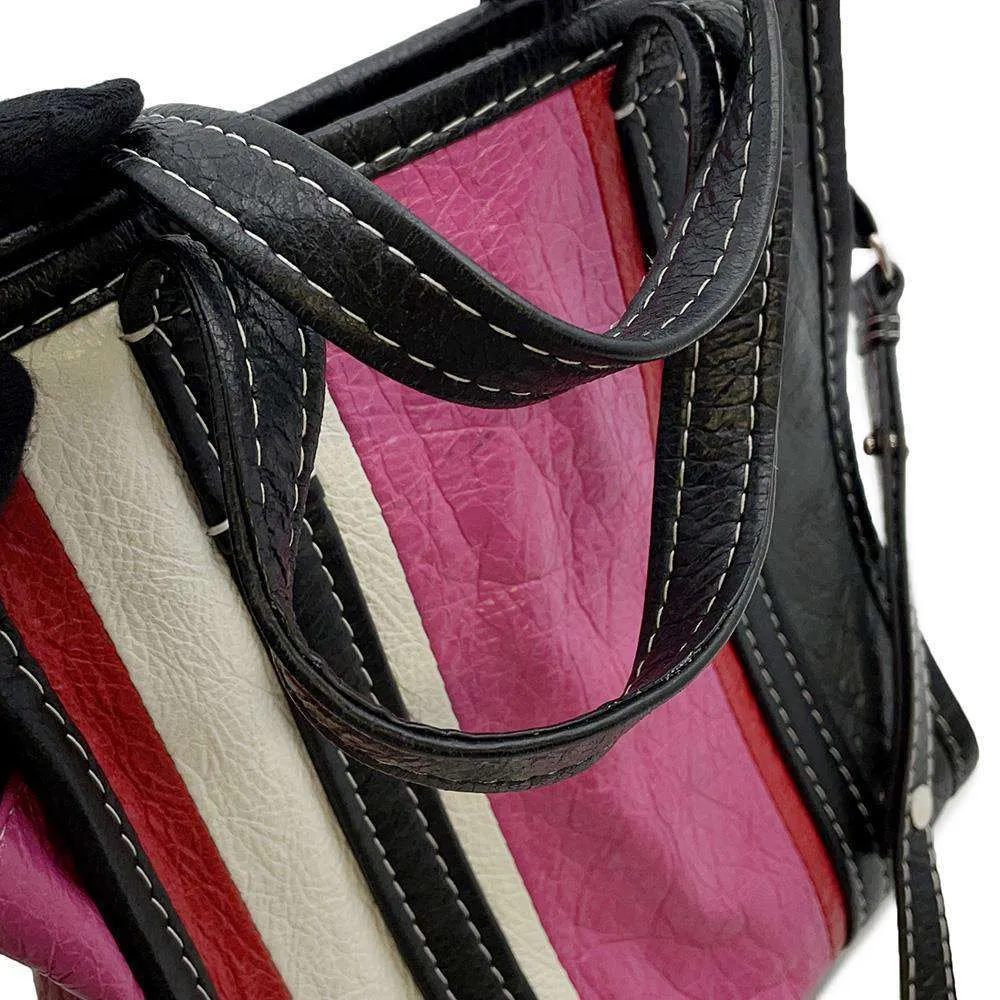 BALENCIAGA Bazar 2way Tote Bag Black/Multicolor 452458 Leather Size XS