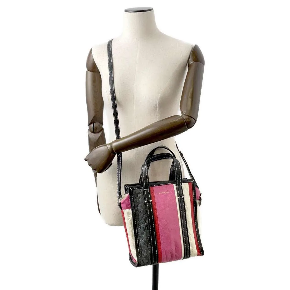 BALENCIAGA Bazar 2way Tote Bag Black/Multicolor 452458 Leather Size XS