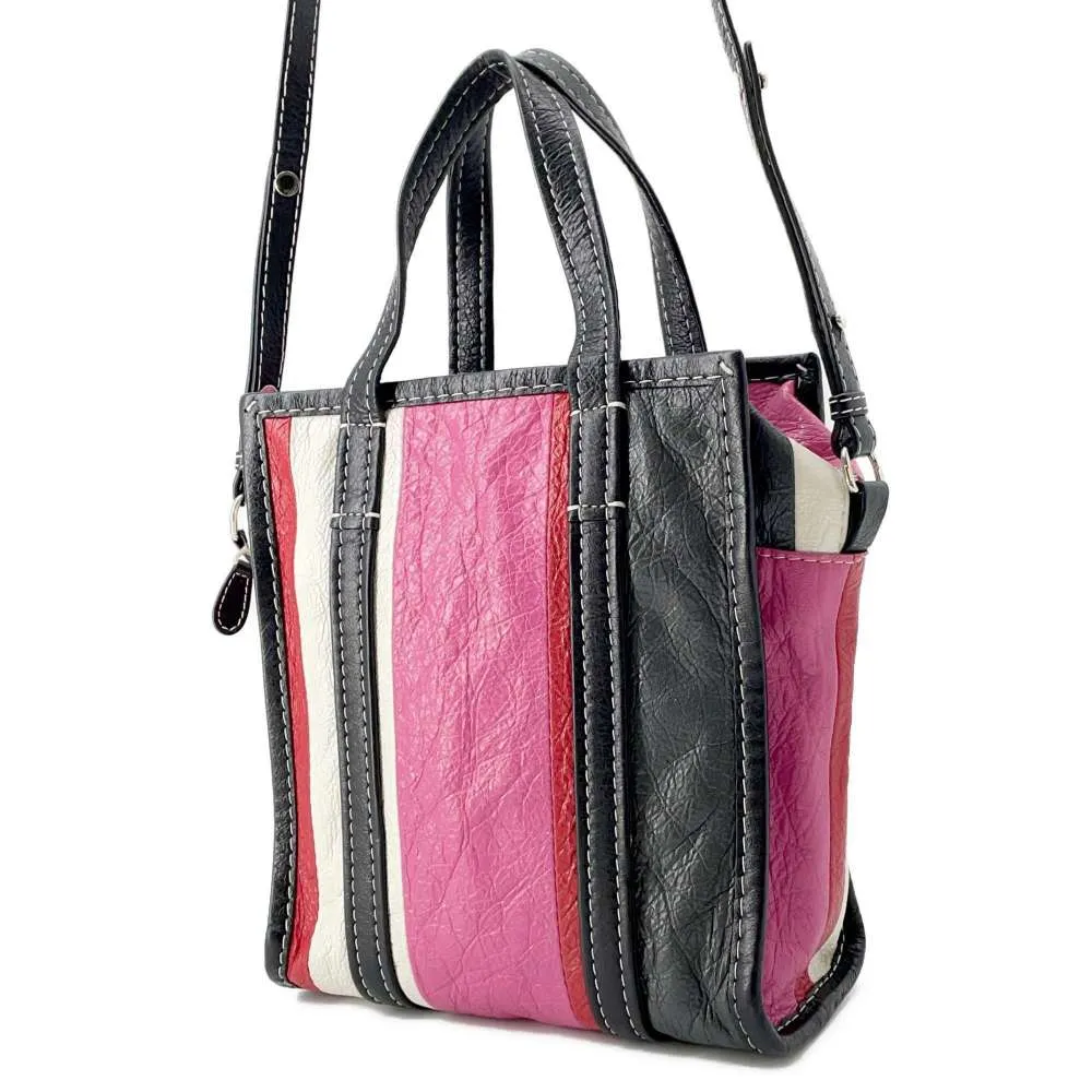 BALENCIAGA Bazar 2way Tote Bag Black/Multicolor 452458 Leather Size XS