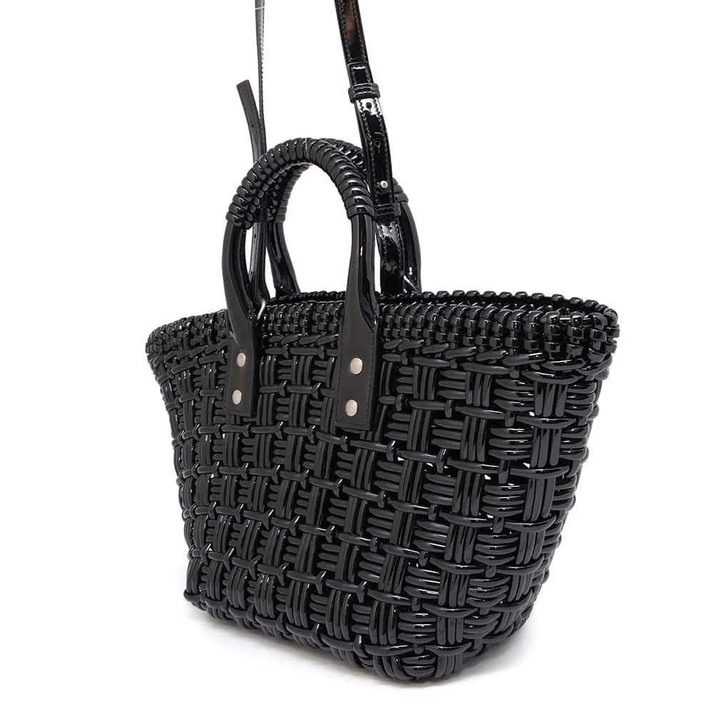 BALENCIAGA Bistro 2WAY Tote Bag Black 671342 Patent Leather Size XS