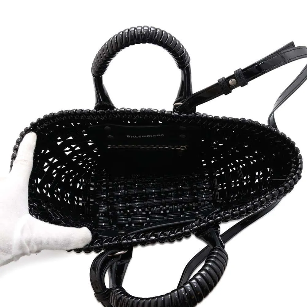 BALENCIAGA Bistro 2WAY Tote Bag Black 671342 Patent Leather Size XS