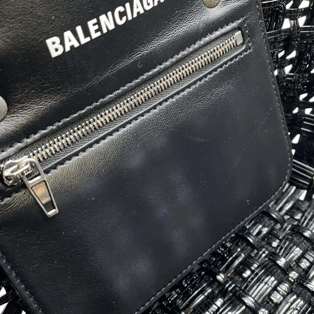BALENCIAGA Bistro 2WAY Tote Bag Black 671342 Patent Leather Size XS