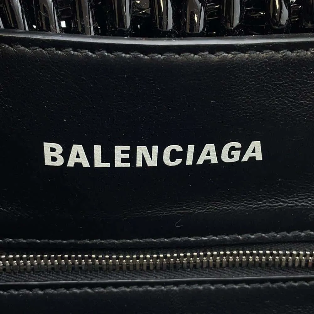 BALENCIAGA Bistro 2WAY Tote Bag Black 671342 Patent Leather Size XS