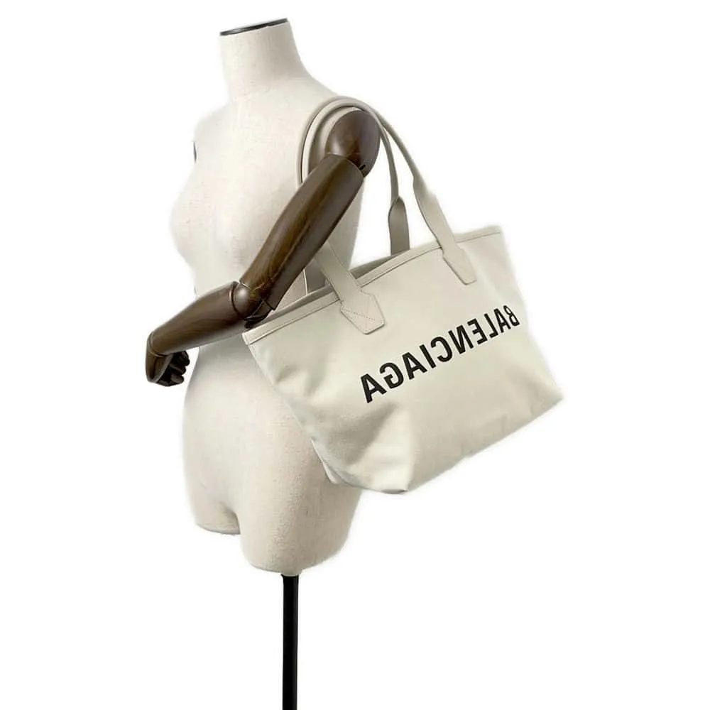 BALENCIAGA Jumbo Tote Bag Off-white 692068 Canvas Leather Size Small