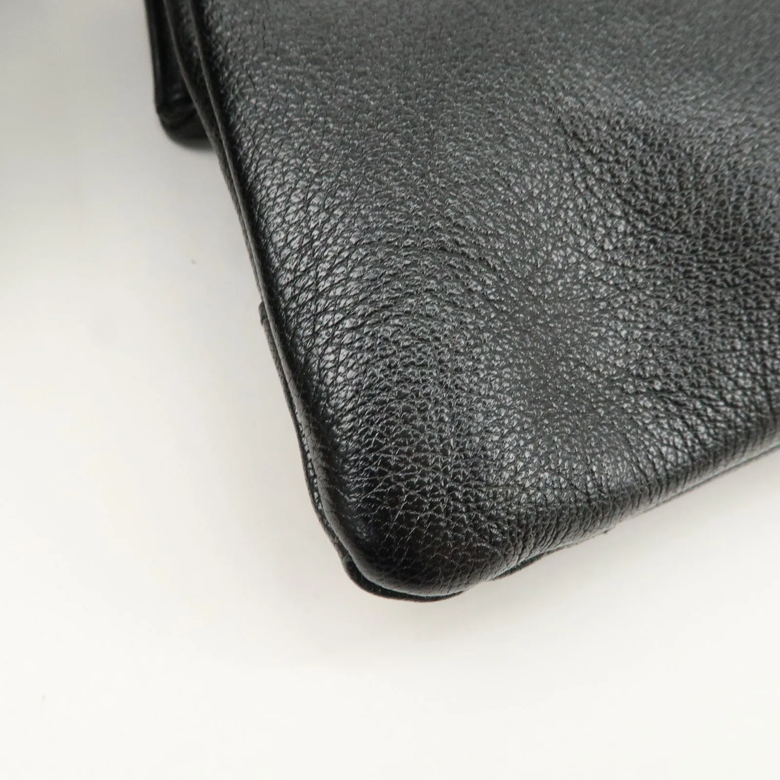 BALENCIAGA Leather Classic Envelope Clutch Bag Black 390167