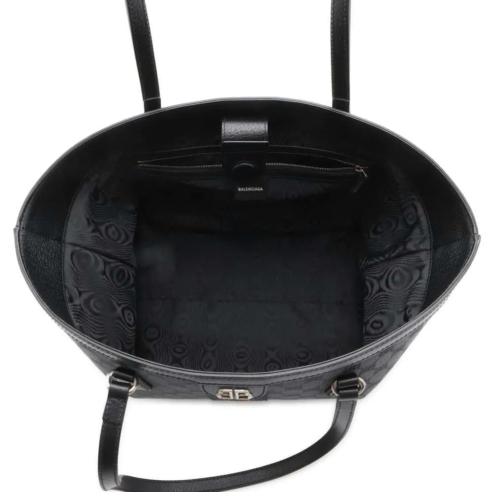 BALENCIAGA The Hacker Project Tote Bag Gucci Collaboration Black 680125 Canvas Leather Size Medium