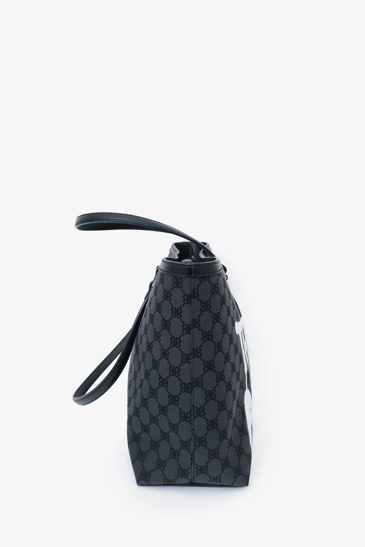 Balenciaga x Gucci Black BB Monogram Web Graffiti Medium Ophidia Shopping Tote
