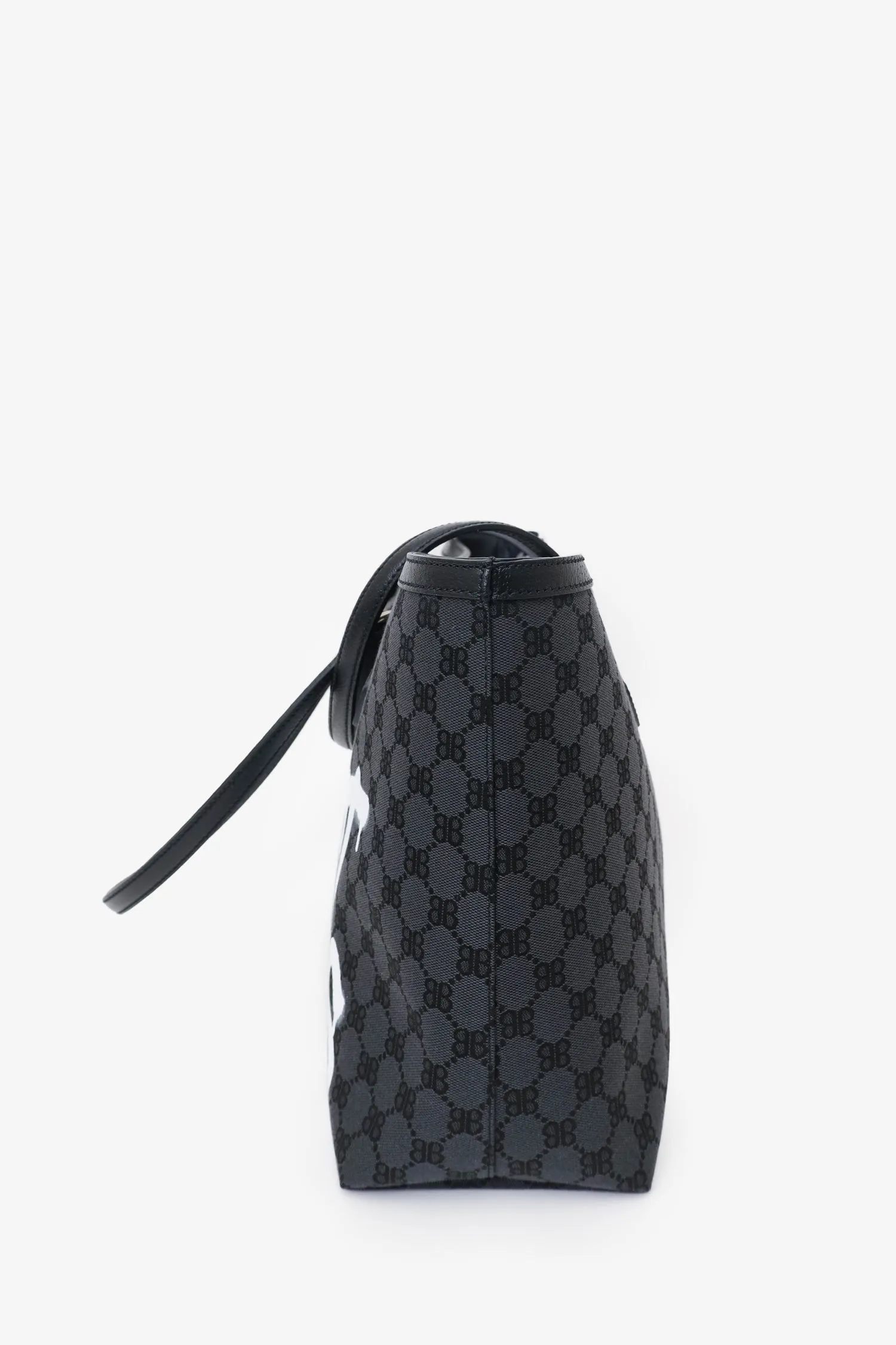 Balenciaga x Gucci Black BB Monogram Web Graffiti Medium Ophidia Shopping Tote