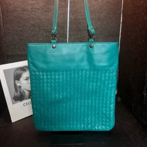 Bottega Veneta Green Woven Tote Bag 32cm