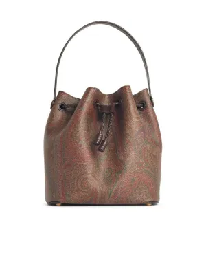 Brown Cotton Blend 'Arnica' Bucket Bag