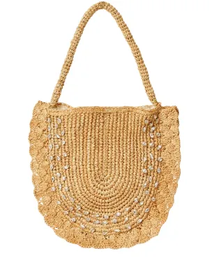 BTB Los Angeles Bardo Crystal Straw Hobo Bag