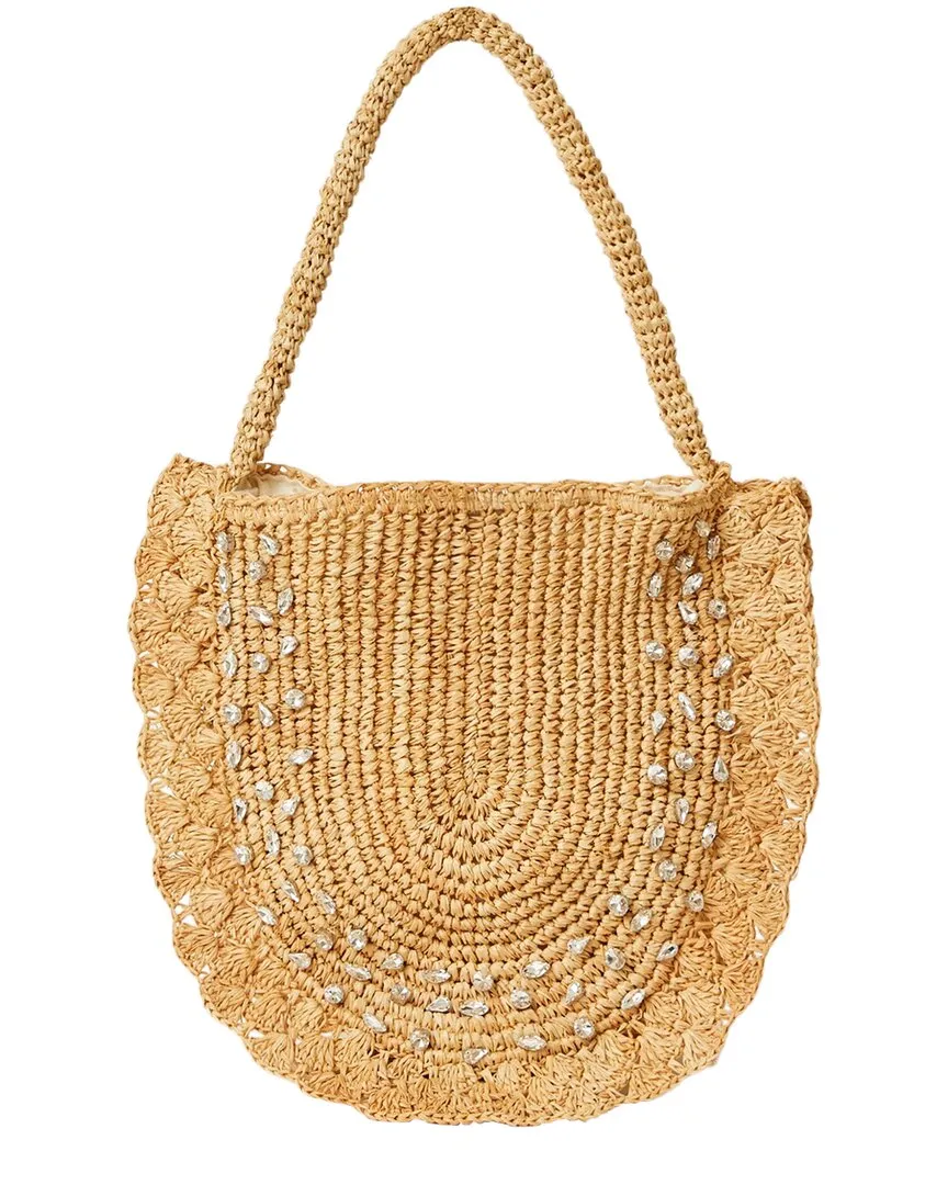 BTB Los Angeles Bardo Crystal Straw Hobo Bag
