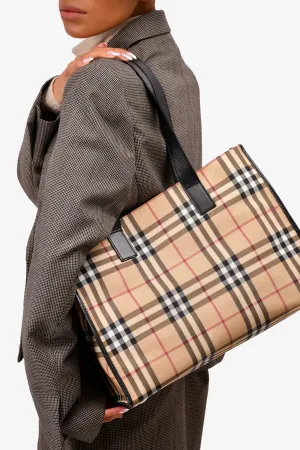 Burberry Coated Canvas Nova Check Tote (As Is)