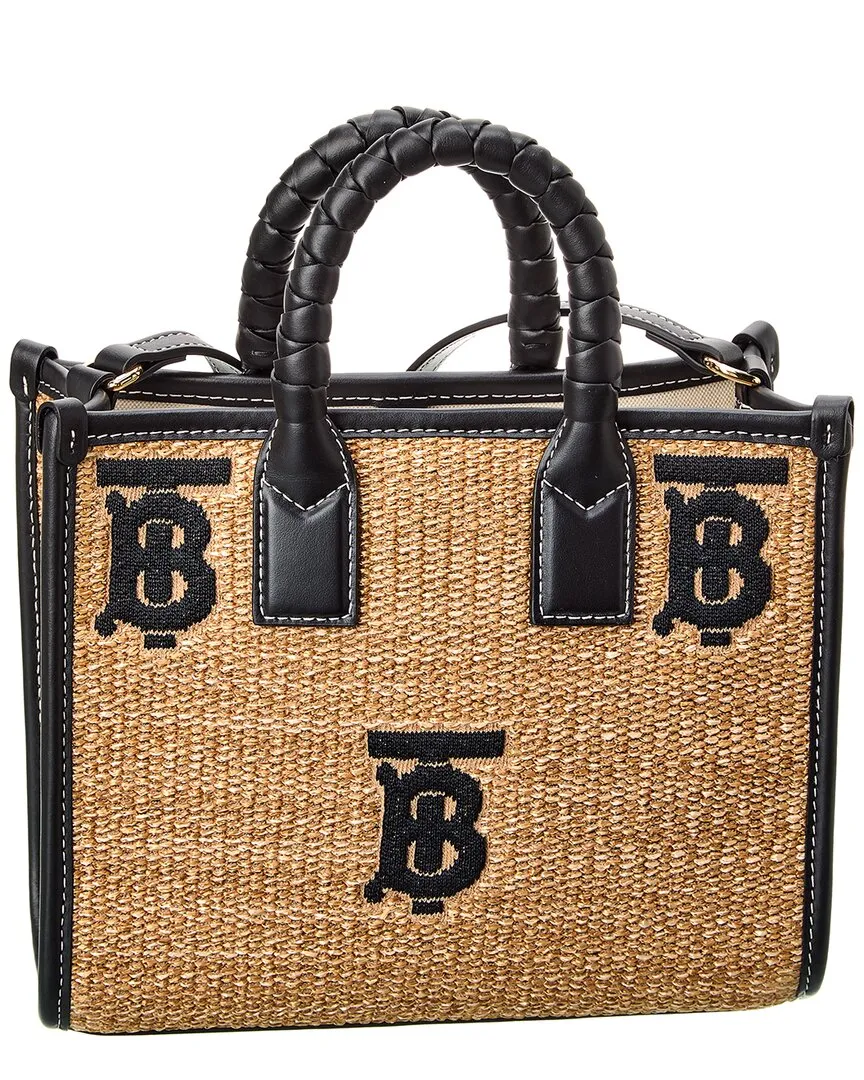 Burberry Freya Mini Leather-Trim Tote