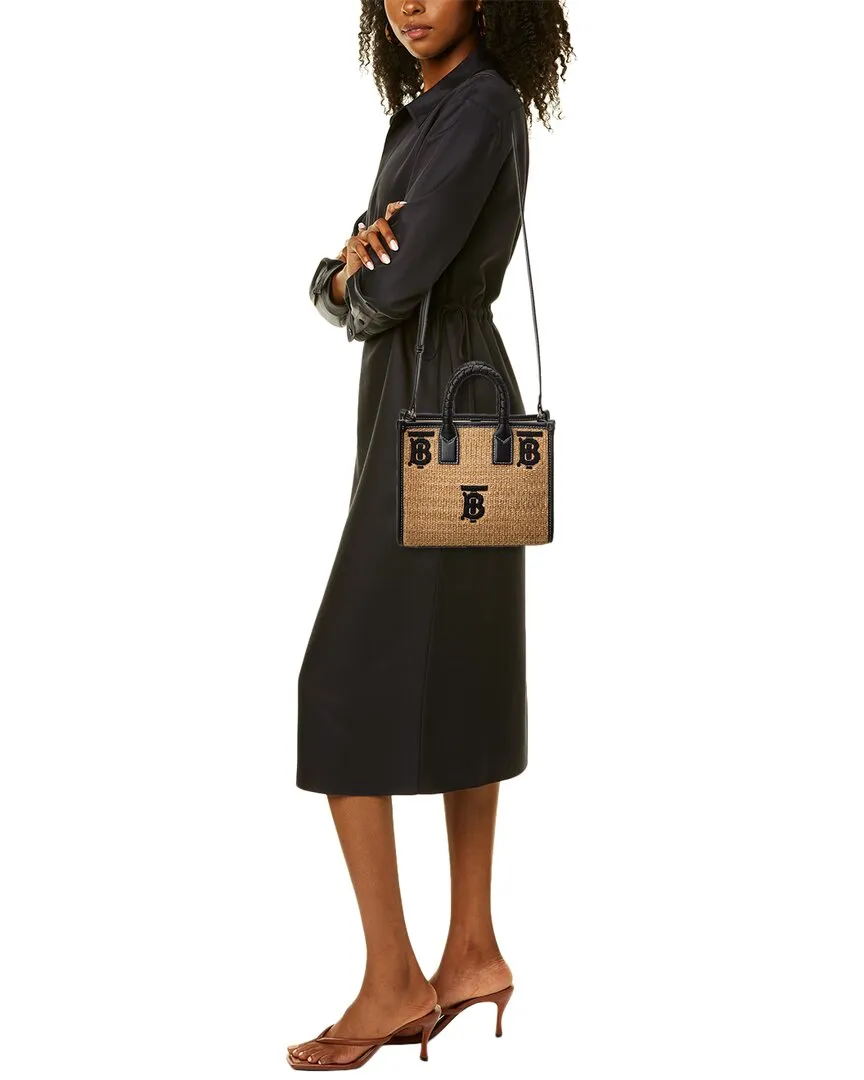Burberry Freya Mini Leather-Trim Tote