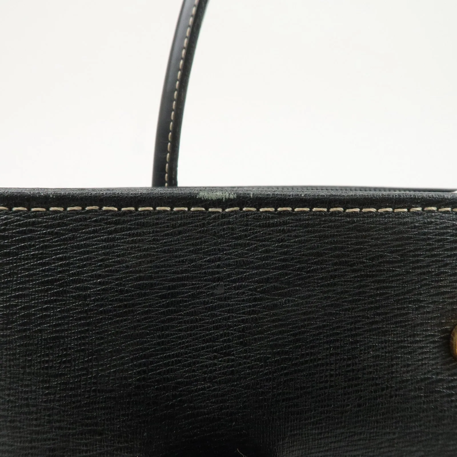 BURBERRY Logo Leather Tote Bag Hand Bag Black