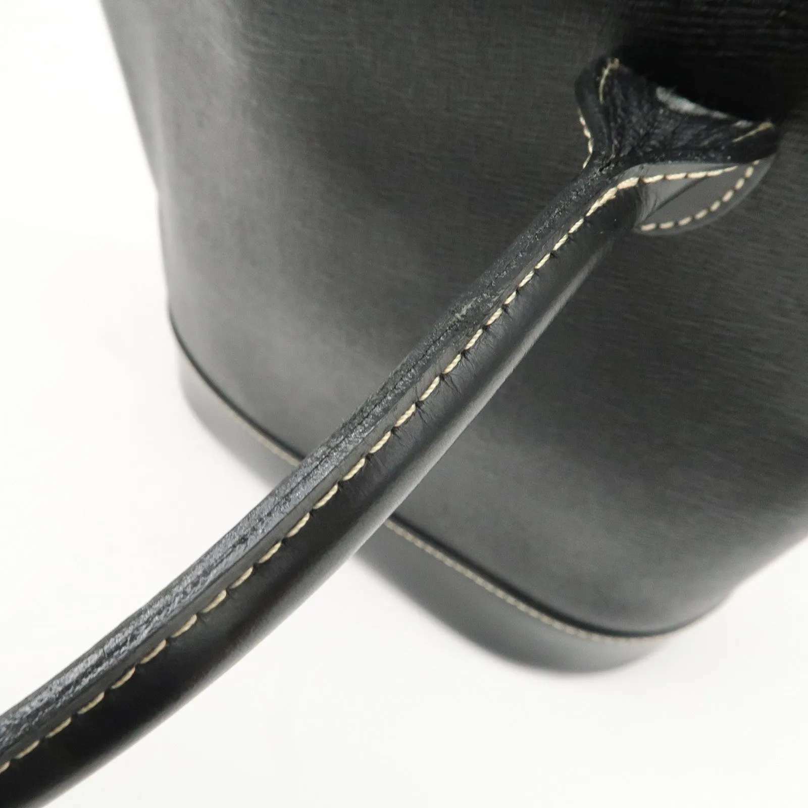 BURBERRY Logo Leather Tote Bag Hand Bag Black