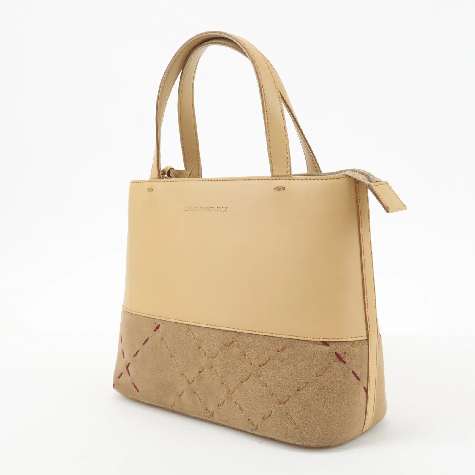 BURBERRY London Leather Suede Tote Bag Hand Bag Beige
