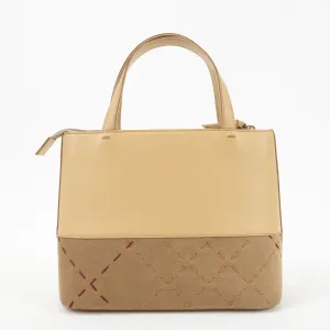 BURBERRY London Leather Suede Tote Bag Hand Bag Beige