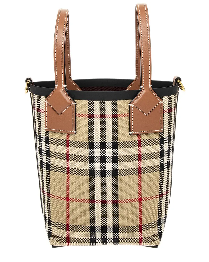 Burberry London Mini Check Canvas & Leather Tote