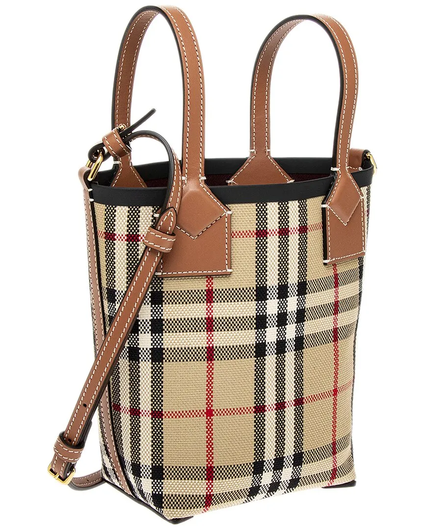 Burberry London Mini Check Canvas & Leather Tote