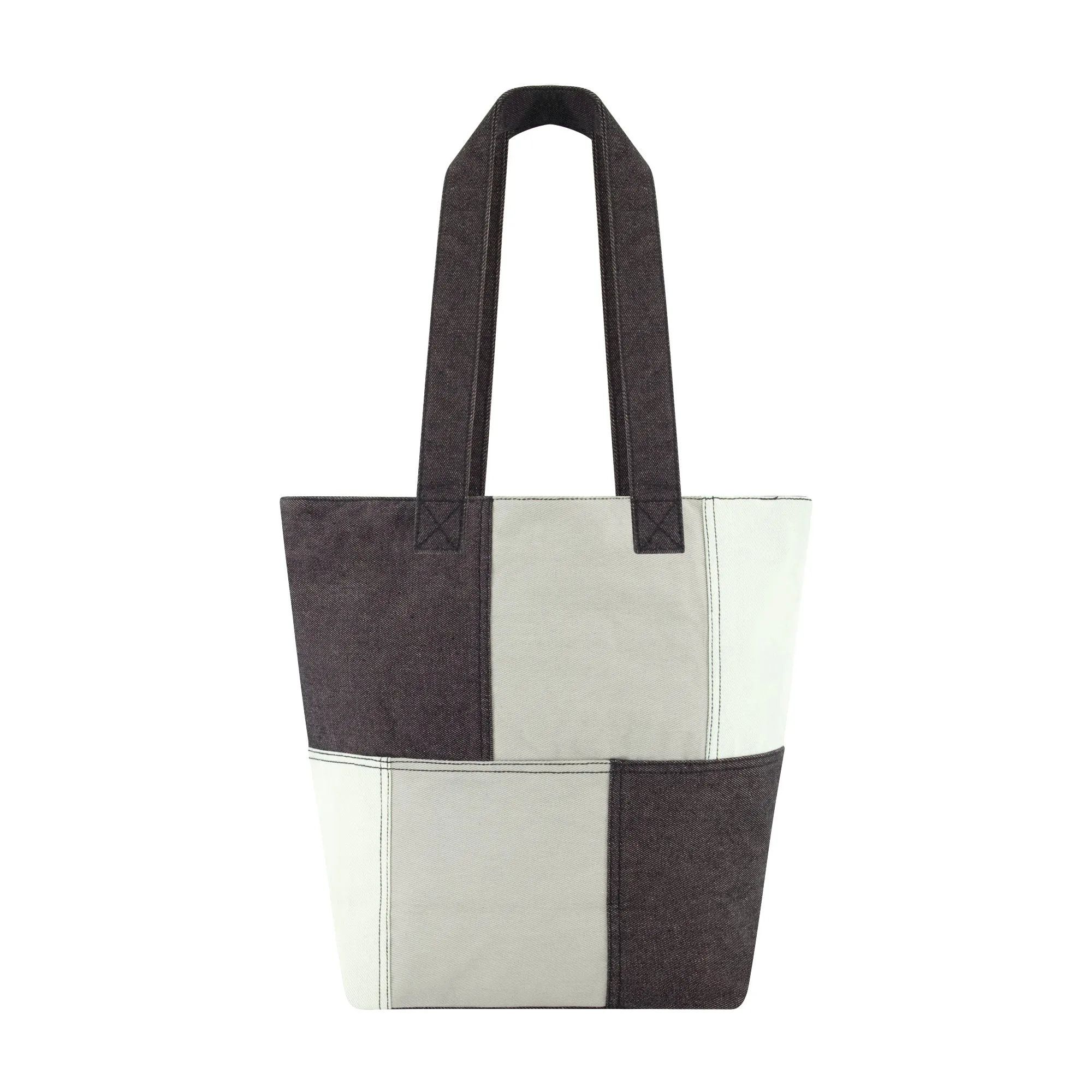 C & C California Denim Patchwork Tote with Pocket