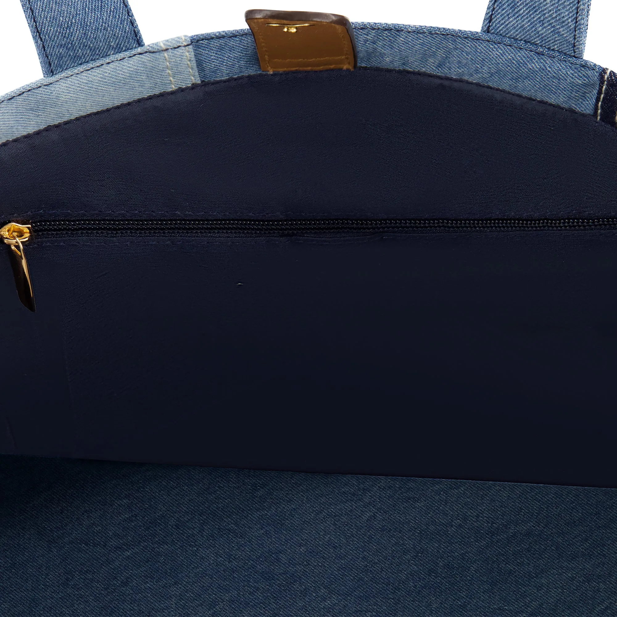C & C California Medium Denim Patchwork Tote with Pocket