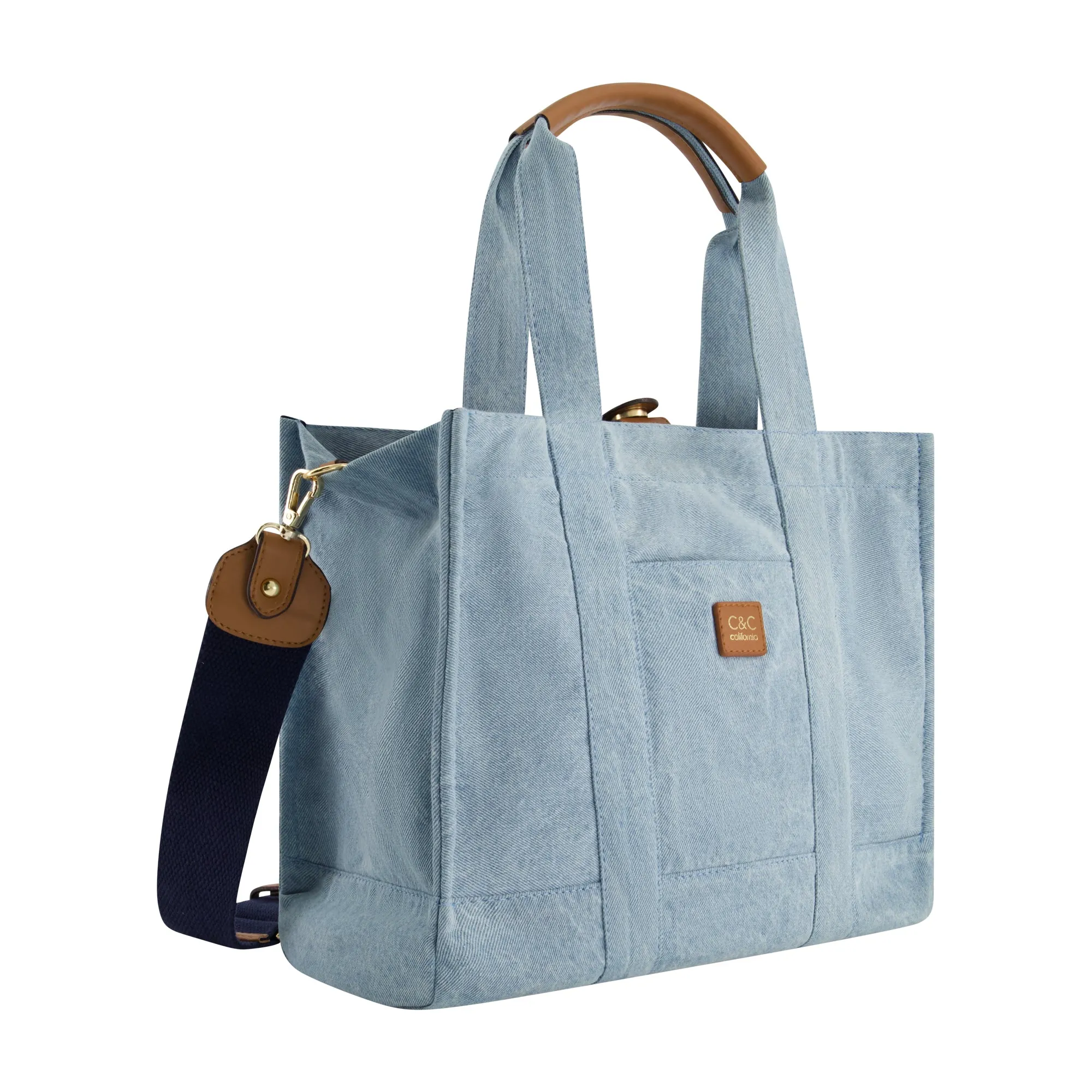 C & C California Medium Denim Tote with Pocket