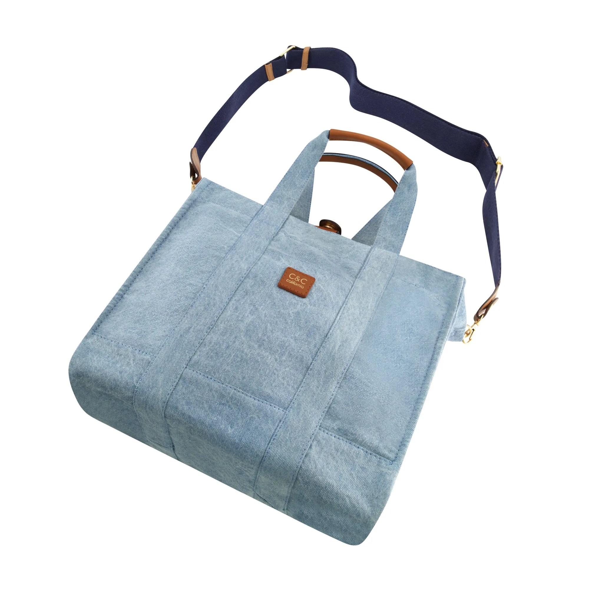 C & C California Medium Denim Tote with Pocket