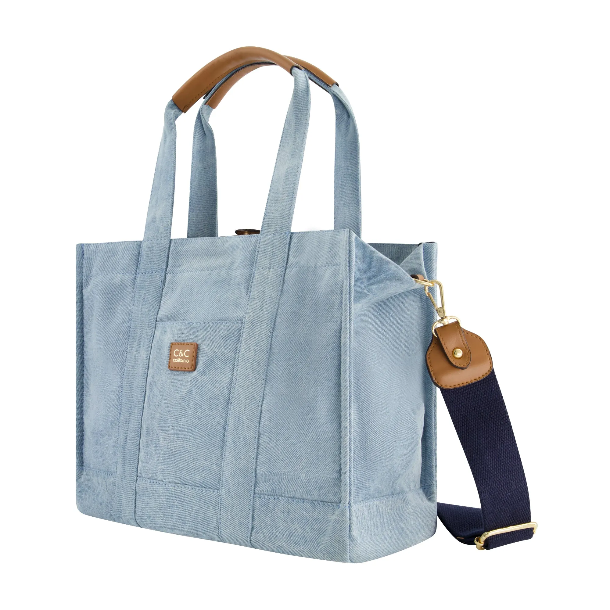 C & C California Medium Denim Tote with Pocket