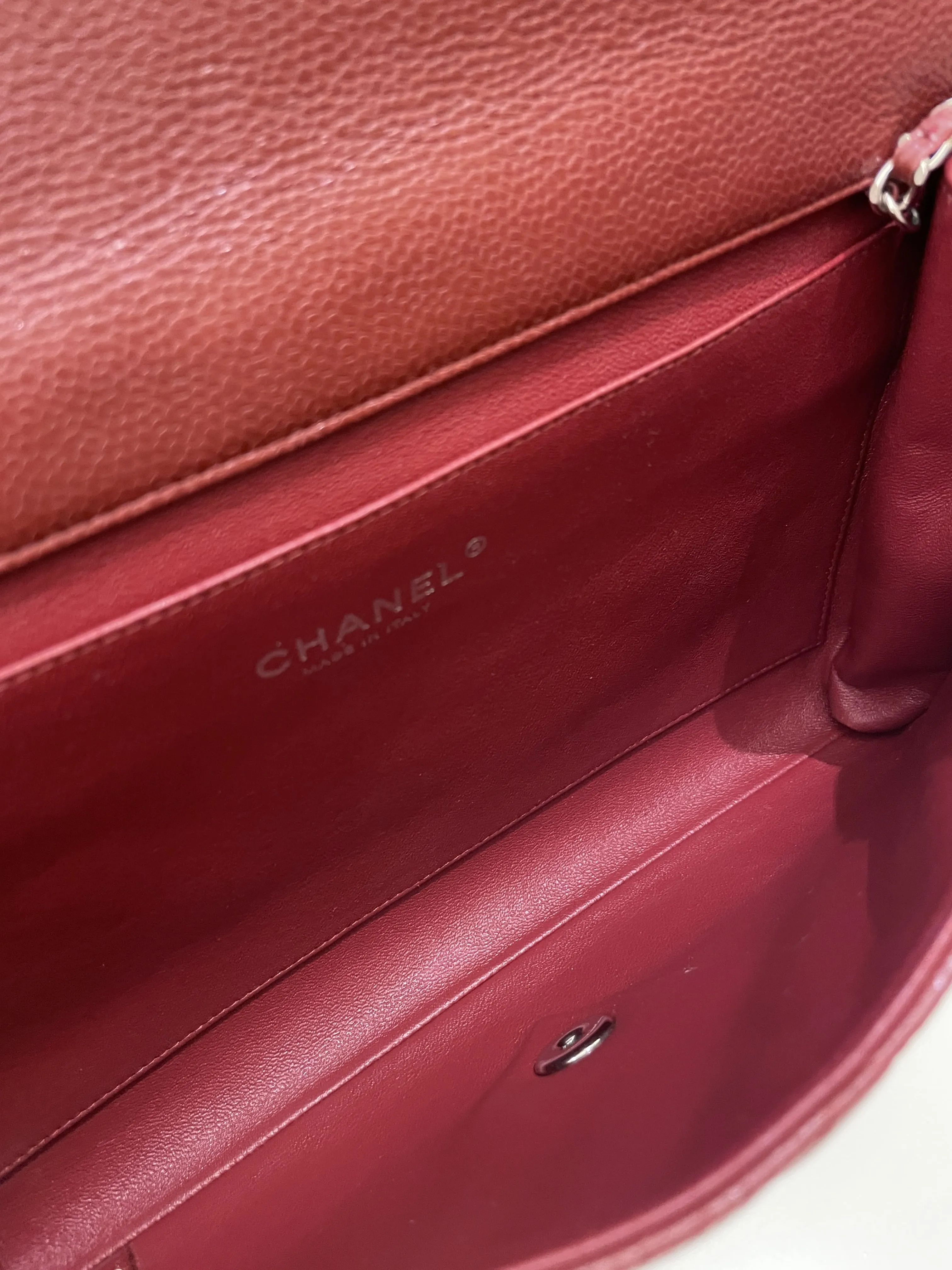 Chanel Quilted Timeless Flap Clutch Bag Burgundy Caviar