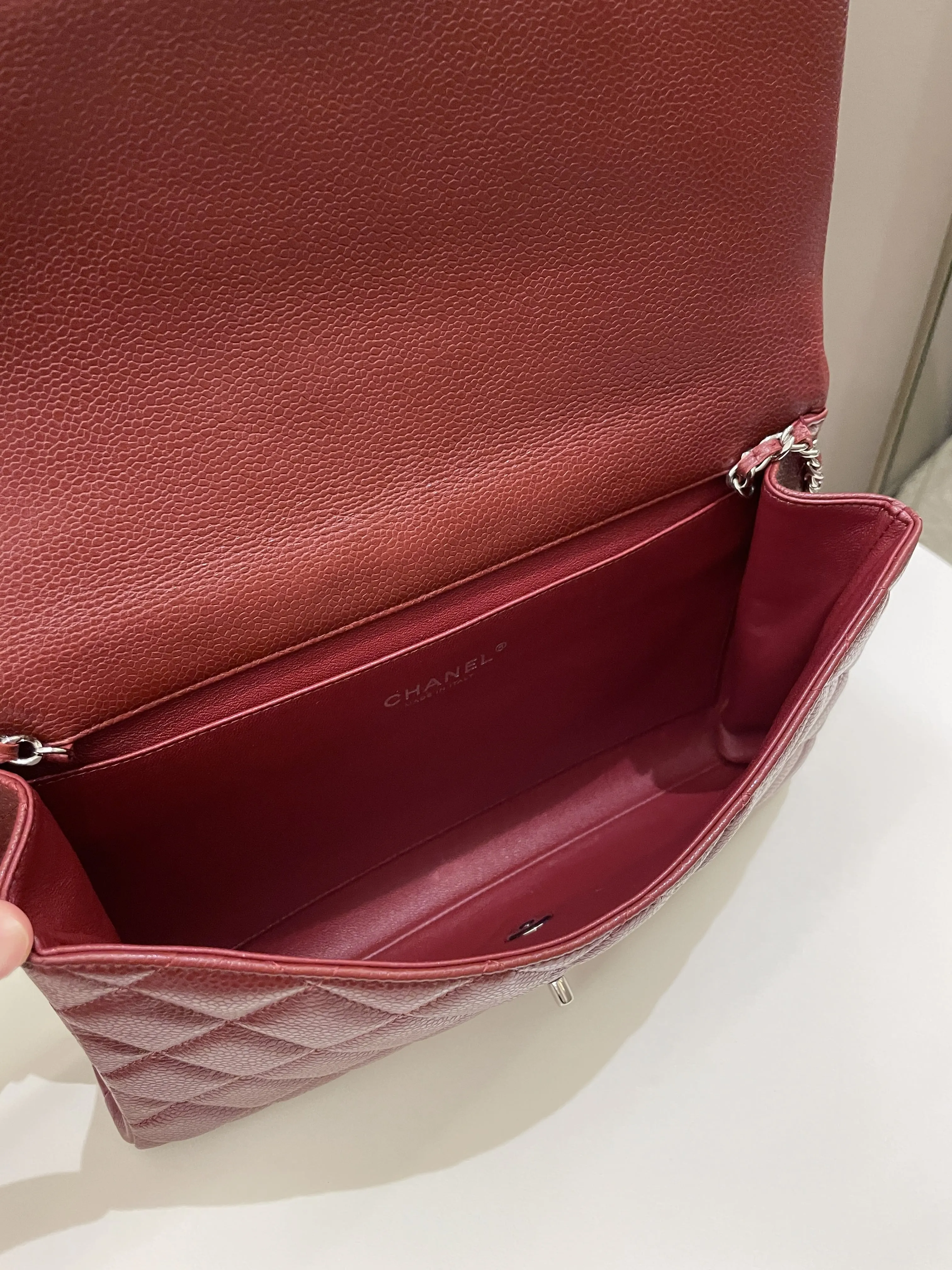 Chanel Quilted Timeless Flap Clutch Bag Burgundy Caviar