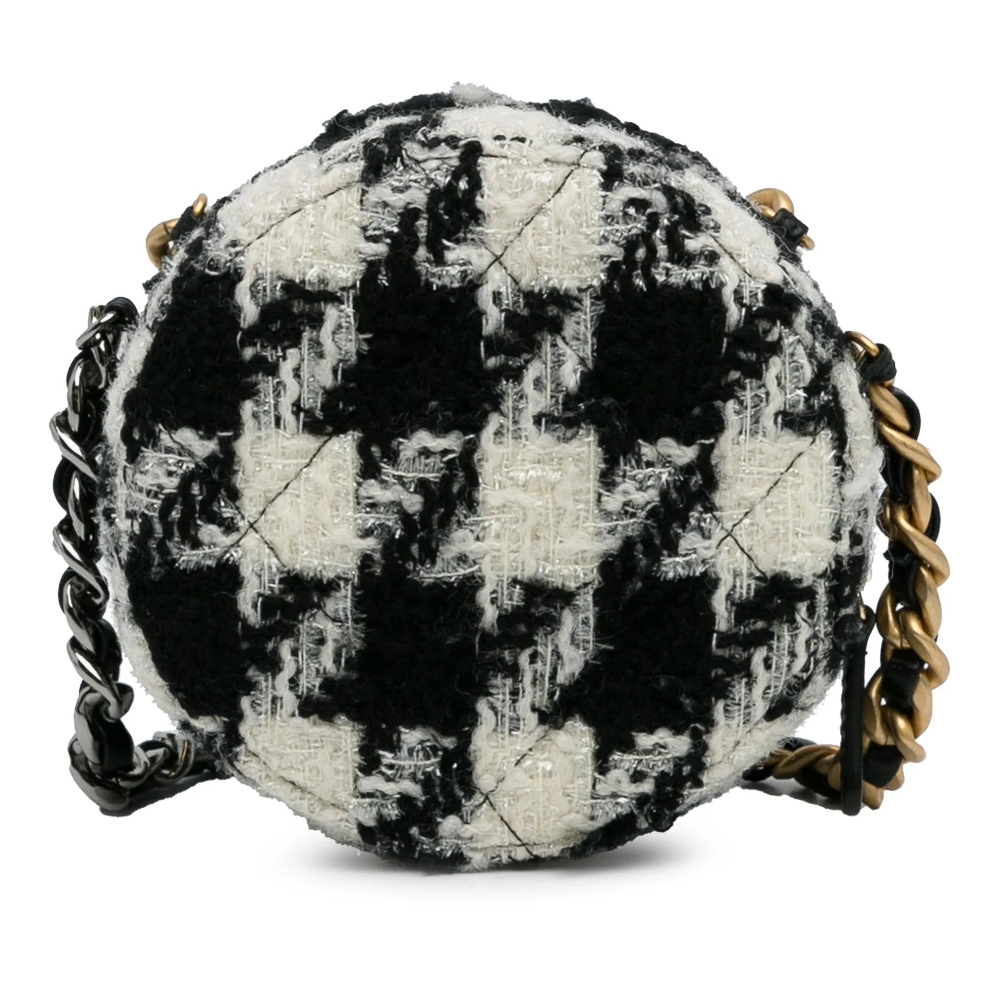Chanel Round Tweed 19 Clutch with Chain and Lambskin Coin Purse (SHG-QcxD1I)