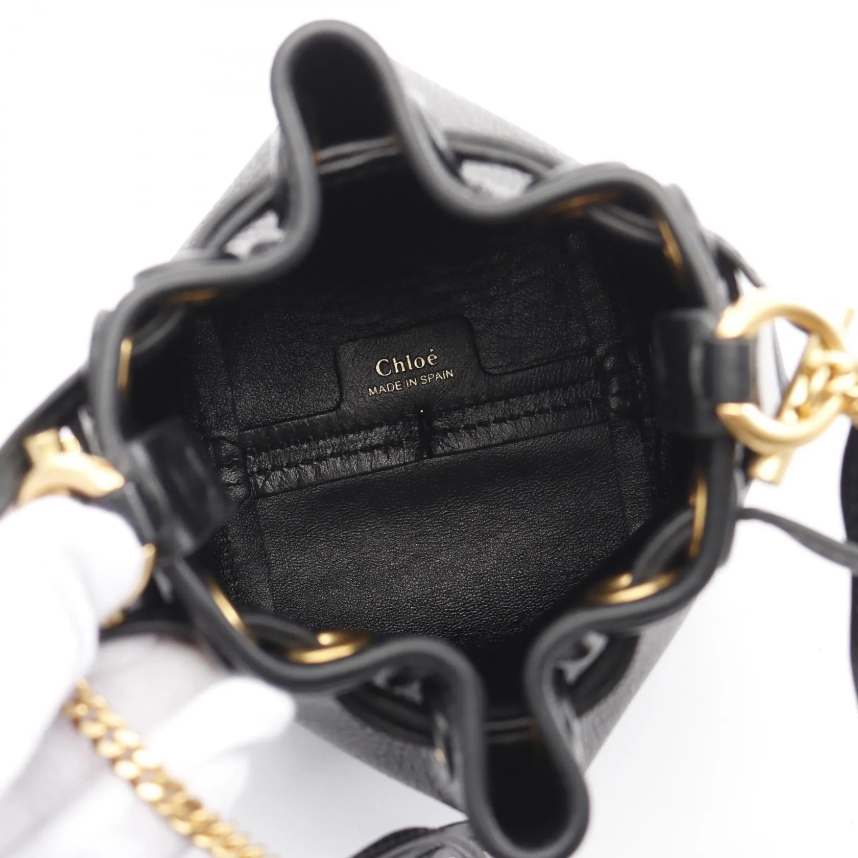 Chloe Marcie Micro Leather Bucket Bag Black
