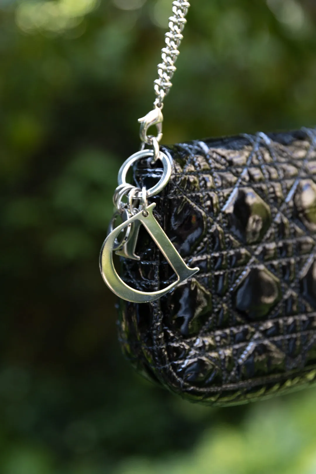 CHRISTIAN DIOR Cannage Clutch Patent Leather Black