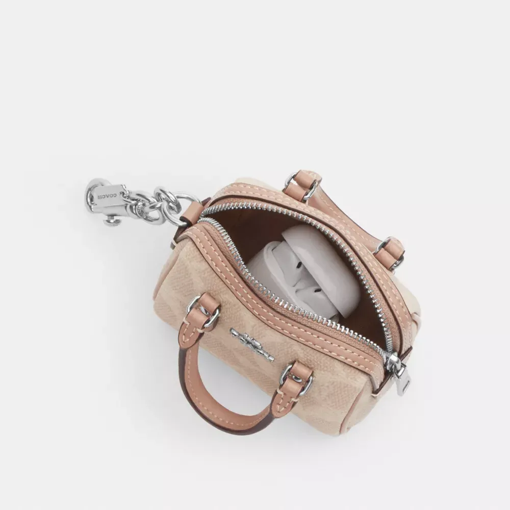 C.O.A.C.H Mini Rowan Bag Charm In Signature Canvas