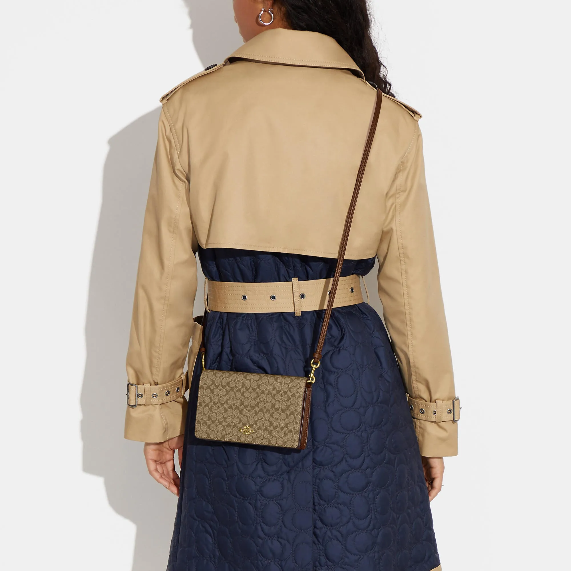 Coach Outlet Boxed Anna Foldover Clutch Crossbody And Card Case Set In Signature Canvas
