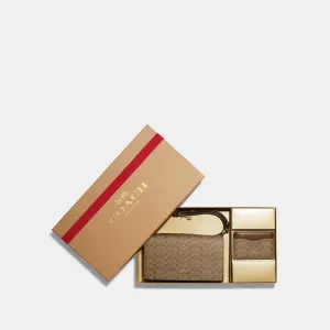 Coach Outlet Boxed Anna Foldover Clutch Crossbody And Card Case Set In Signature Canvas