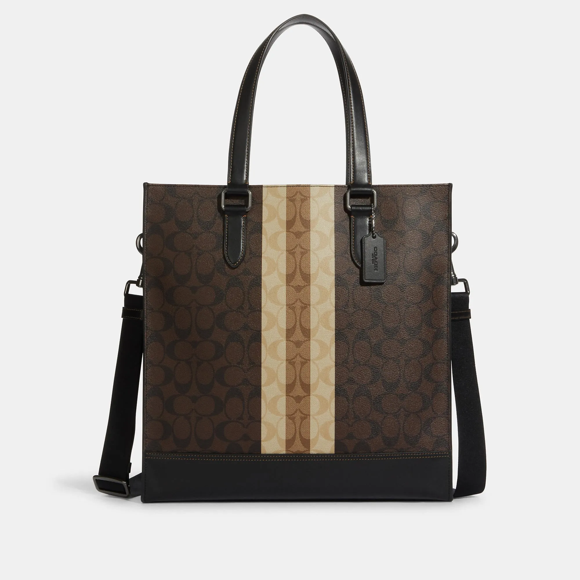 Coach Outlet Graham Structured Tote In Blocked Signature Canvas With Varsity Stripe