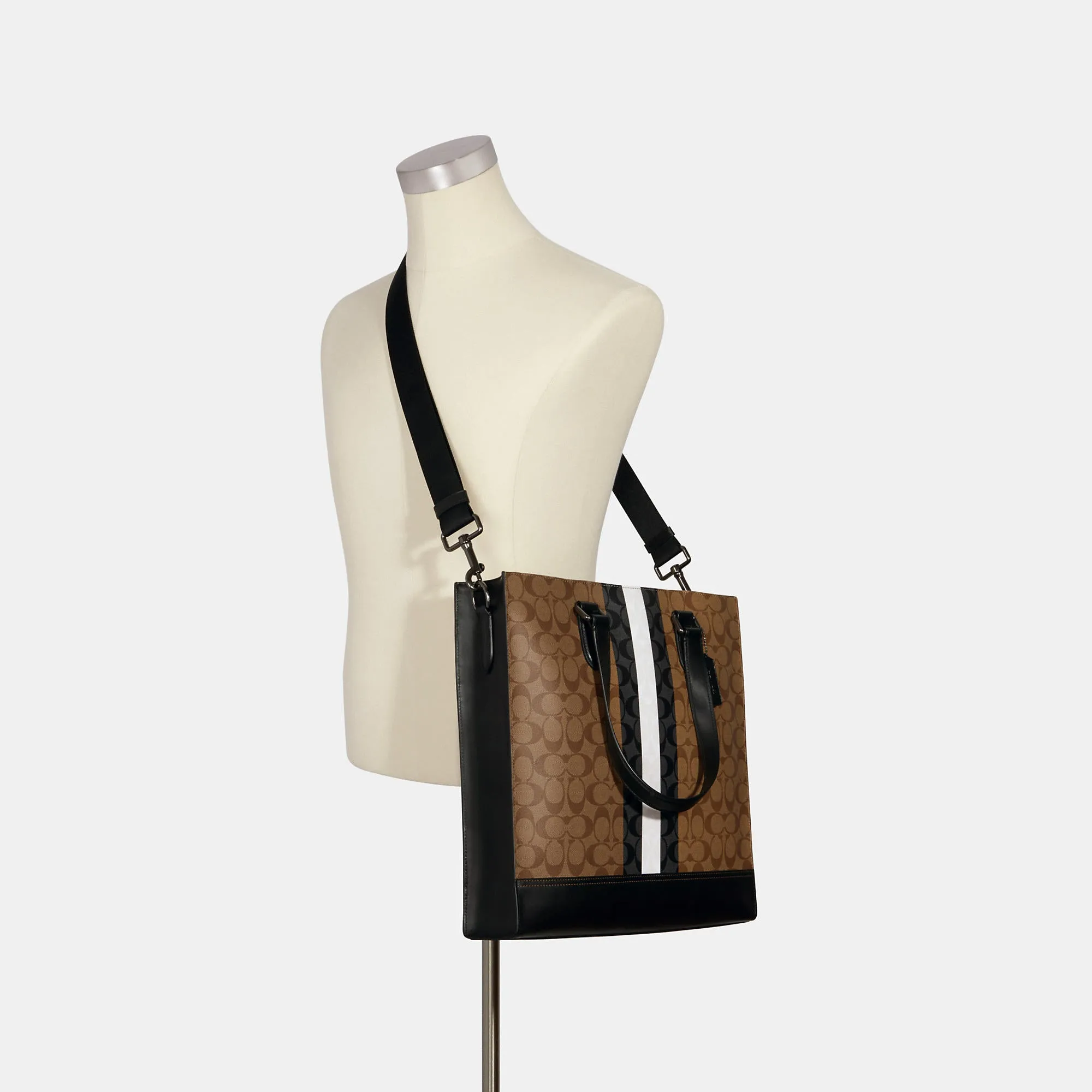Coach Outlet Graham Structured Tote In Blocked Signature Canvas With Varsity Stripe