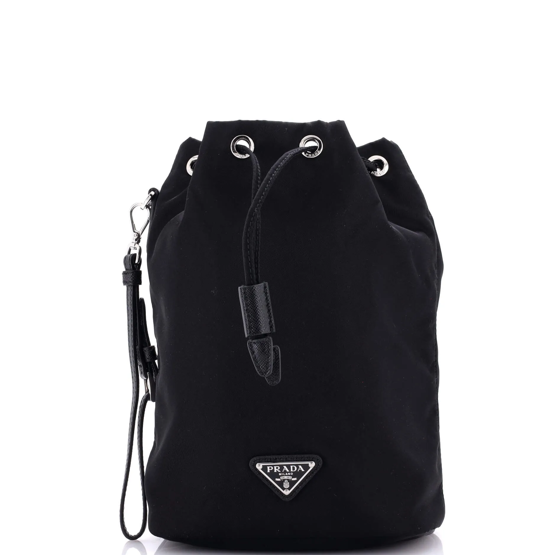 Drawstring Wristlet Bucket Bag Tessuto Small