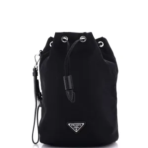 Drawstring Wristlet Bucket Bag Tessuto Small