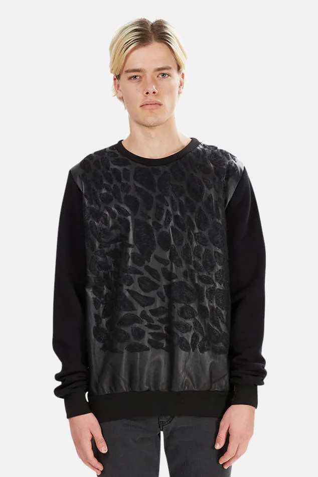 Giorgio Brato Leather Leopard Sweatshirt