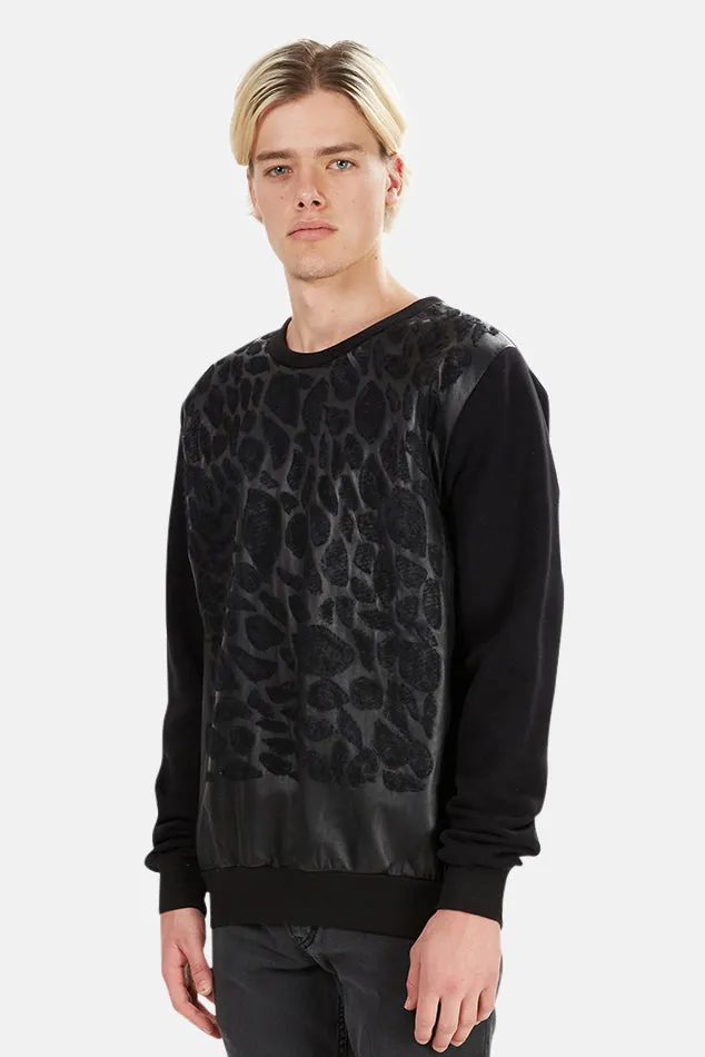 Giorgio Brato Leather Leopard Sweatshirt