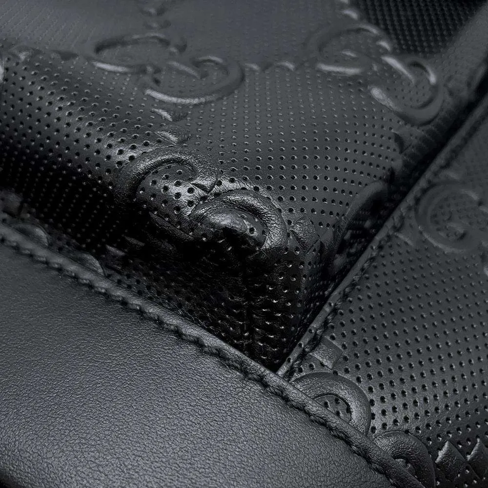 GUCCI GG Embossed Backpack Black 658579 Leather
