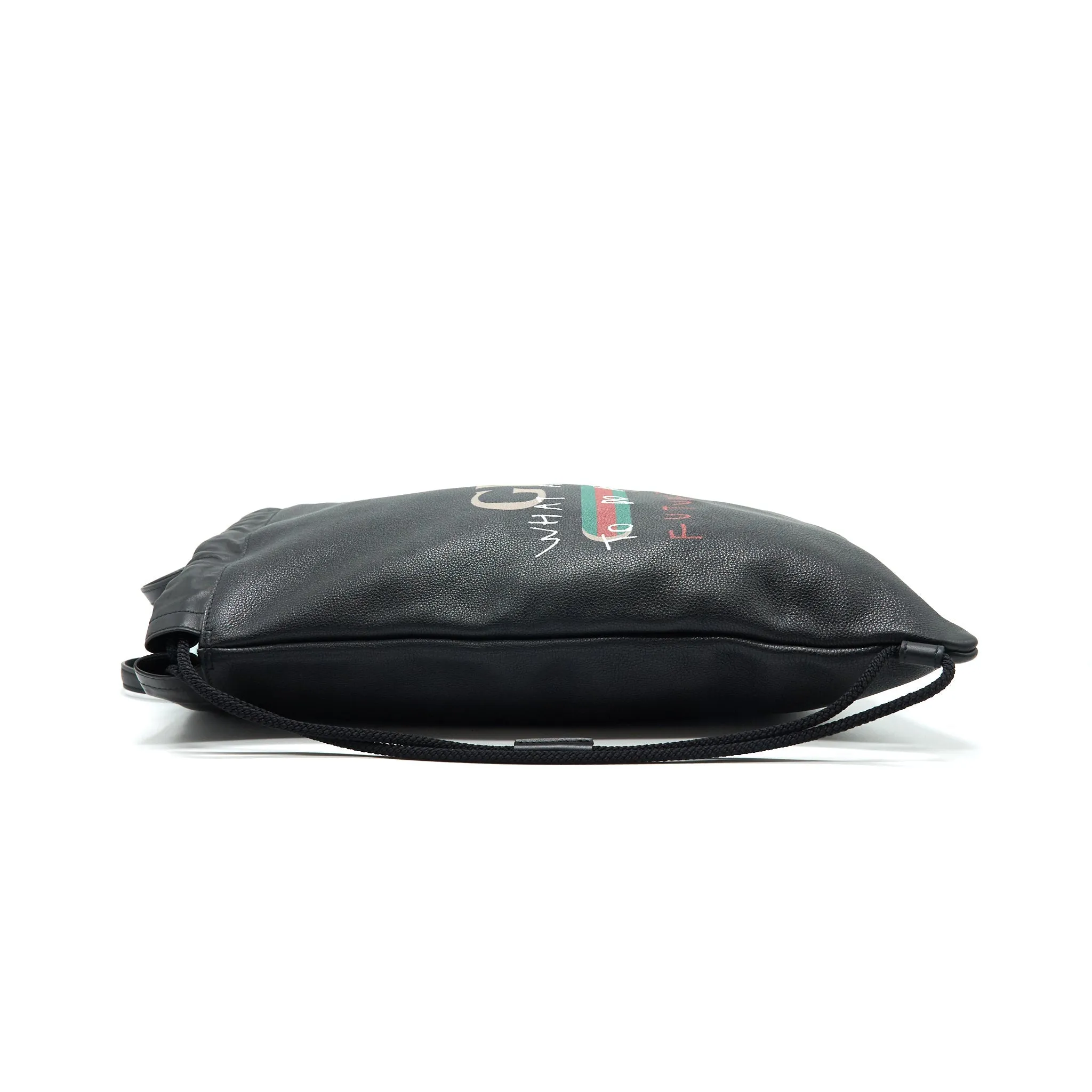 Gucci Logo Printed Drawstring Backpack Black