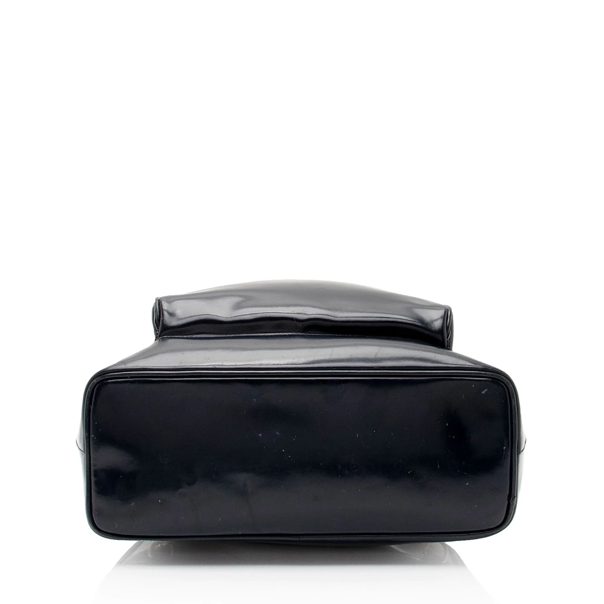 Gucci Vintage Patent Leather Bamboo Sling Backpack (SHF-dSK8BK)